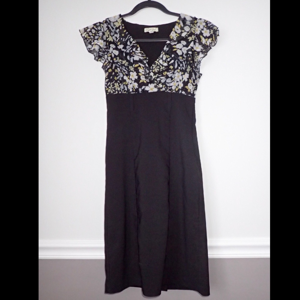 Floral Cap sleeve midi pencil dress